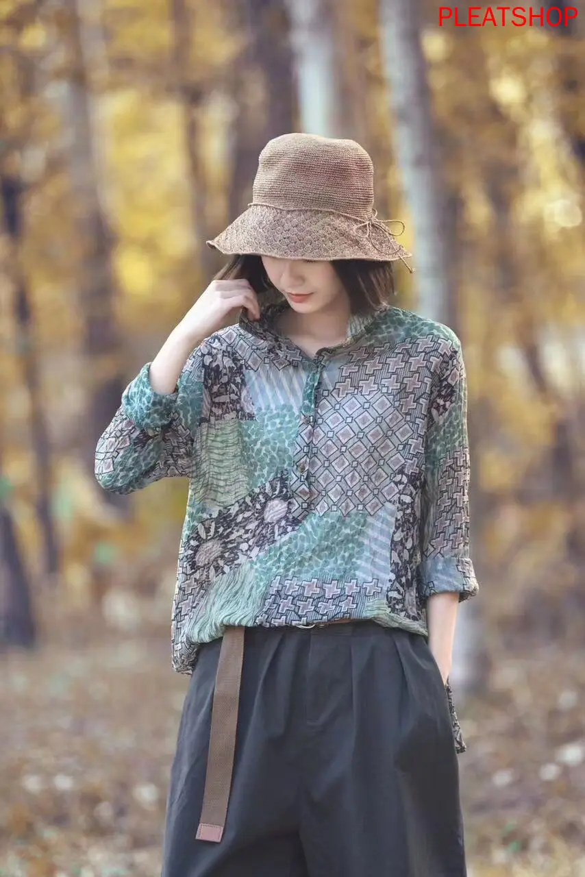 Spring New Style Literature And Art Retro Silk Linen Printed Long-sleeved Shirt Base Shirt Loose Casual Versatile Tops Women 's
Spring New Style Literature And Art Retro Silk Linen Printed Long-sleeved Shirt Base Shirt Loose Casual Versatile Tops Women 's