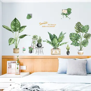 Creative large green leaf Wall stickers fresh potted plants home decor for bedroom Europe room decor smile wallpaper
Creative large green leaf Wall stickers fresh potted plants home decor for bedroom Europe room decor smile wallpaper