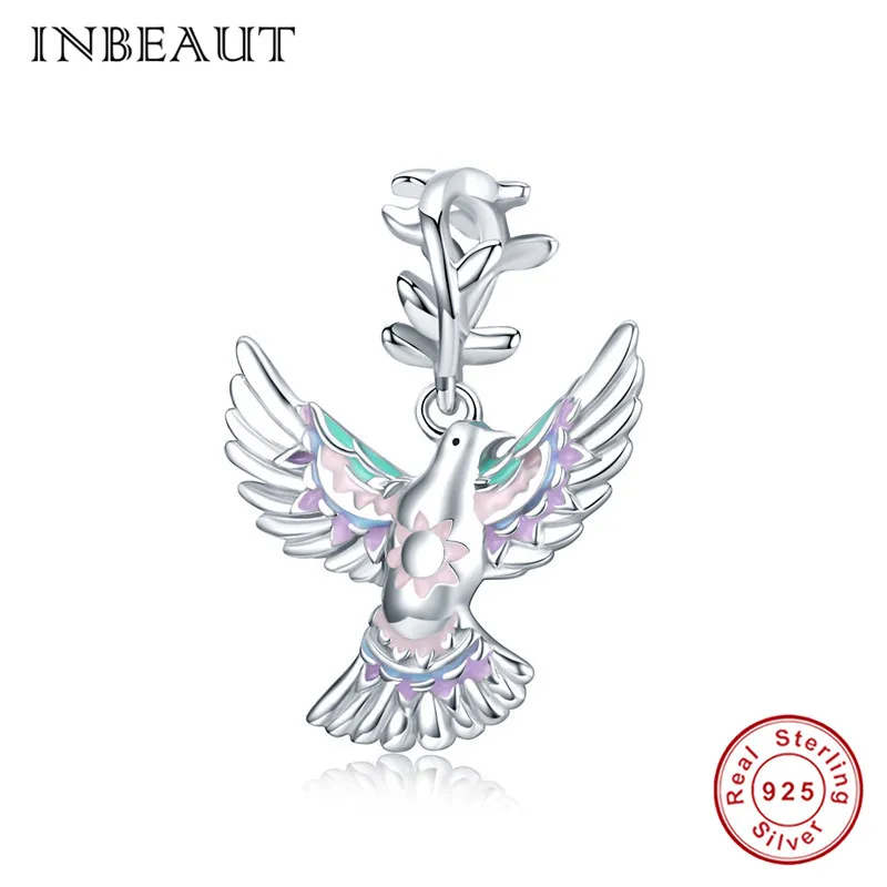 INBEAUT 100% Серебро 925 пробы покой кулон в виде голубя шарм подходит для женщин