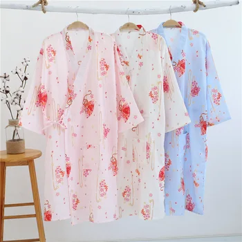 KISBINI Japanese Style Kimono For Women Summer Cotton Flower Printed Nightgown Sleepwear For Lady
KISBINI Japanese Style Kimono For Women Summer Cotton Flower Printed Nightgown Sleepwear For Lady