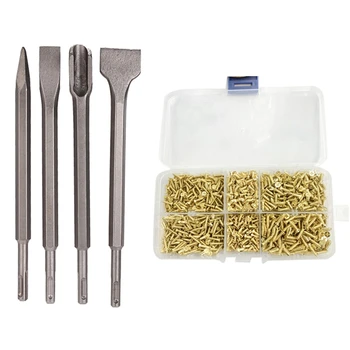 4PCS SDS Plus Chisel Set Flat Groove Bit Hammer Drill & 1200Pcs Cross Countersunk Head Self-Tapping Material Screw
4PCS SDS Plus Chisel Set Flat Groove Bit Hammer Drill & 1200Pcs Cross Countersunk Head Self-Tapping Material Screw