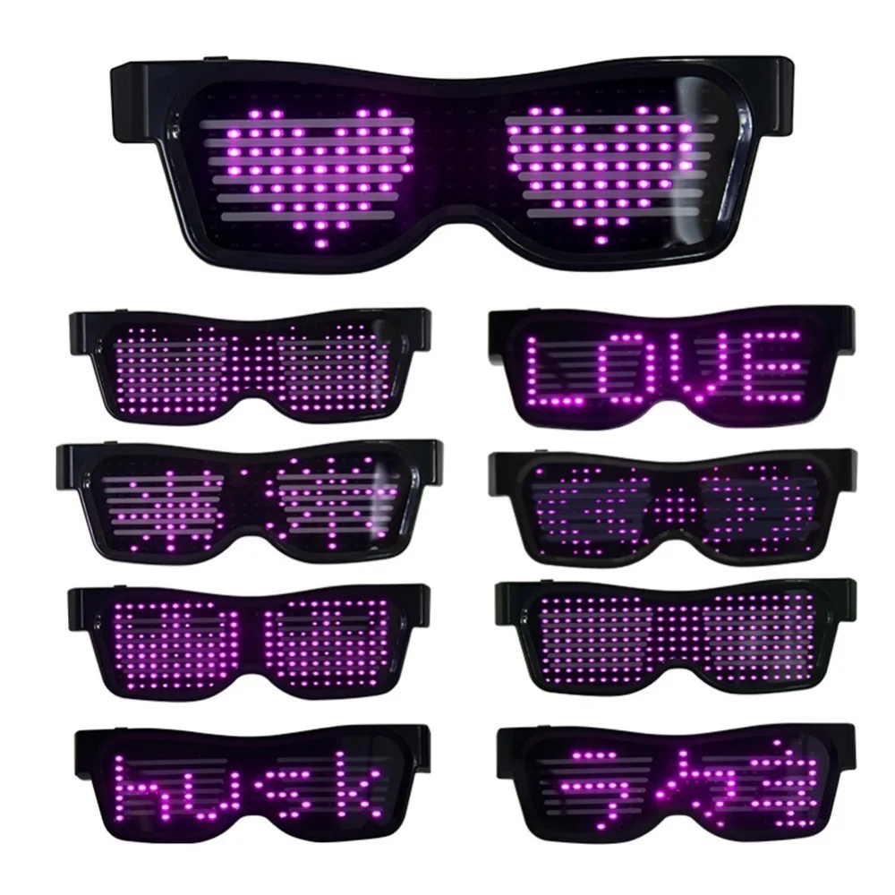 

Magic Bluetooth Led Party Glasses APP Control Shield Luminous Glasses USB Charge DIY App Control Multi-lingual Quick Flash Led