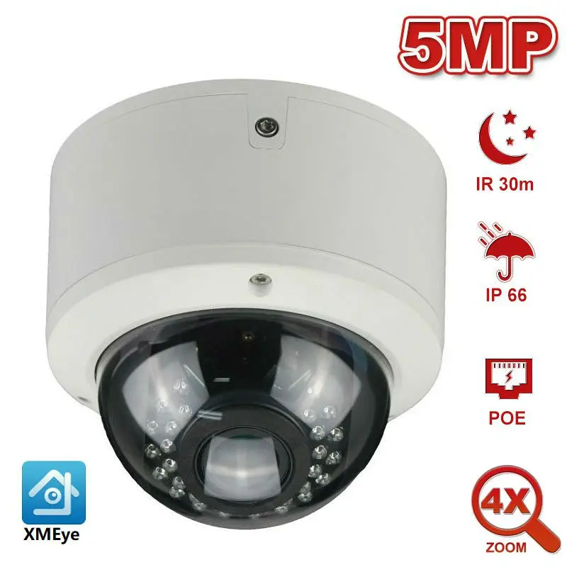 

2MP 5MP POE Dome IP Camera With Audio One-way Audio Home/Outdoor Security Cam IR 30M IP66 Weatherproof ONVIF P2P H.265 XMEye