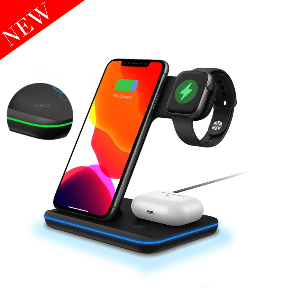 15W Qi Fast Wireless Charger Stand For iPhone 11 XR X 8 Apple Watch 4 in 1 Foldable Charging Dock Station for Airpods Pro iWatch
15W Qi Fast Wireless Charger Stand For iPhone 11 XR X 8 Apple Watch 4 in 1 Foldable Charging Dock Station for Airpods Pro iWatch