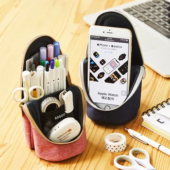 Pencil Case Vertical Canvas Zipper Pencil Box Large-Capacity Creative Mobile Phone Bracket Pencilcase School Office Stationery
Pencil Case Vertical Canvas Zipper Pencil Box Large-Capacity Creative Mobile Phone Bracket Pencilcase School Office Stationery