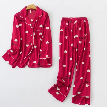 Spring Pajamas Suit Long Sleeve Sleep Set Women Turn-down Collar Nightwear Shirt Pants Nighty Pijamas Robe Nighties Homewear
Spring Pajamas Suit Long Sleeve Sleep Set Women Turn-down Collar Nightwear Shirt Pants Nighty Pijamas Robe Nighties Homewear