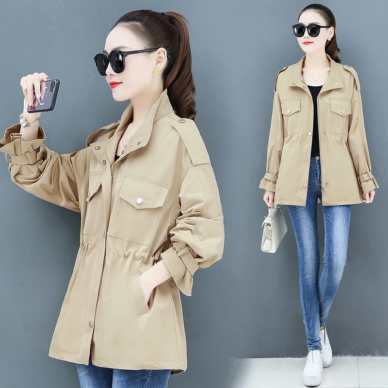 Short Casual Black Trench Coat For Women 2020 Spring Korean Drawstring Waist Tooling Outerwear Stand Collar Female Windbreaker
Short Casual Black Trench Coat For Women 2020 Spring Korean Drawstring Waist Tooling Outerwear Stand Collar Female Windbreaker