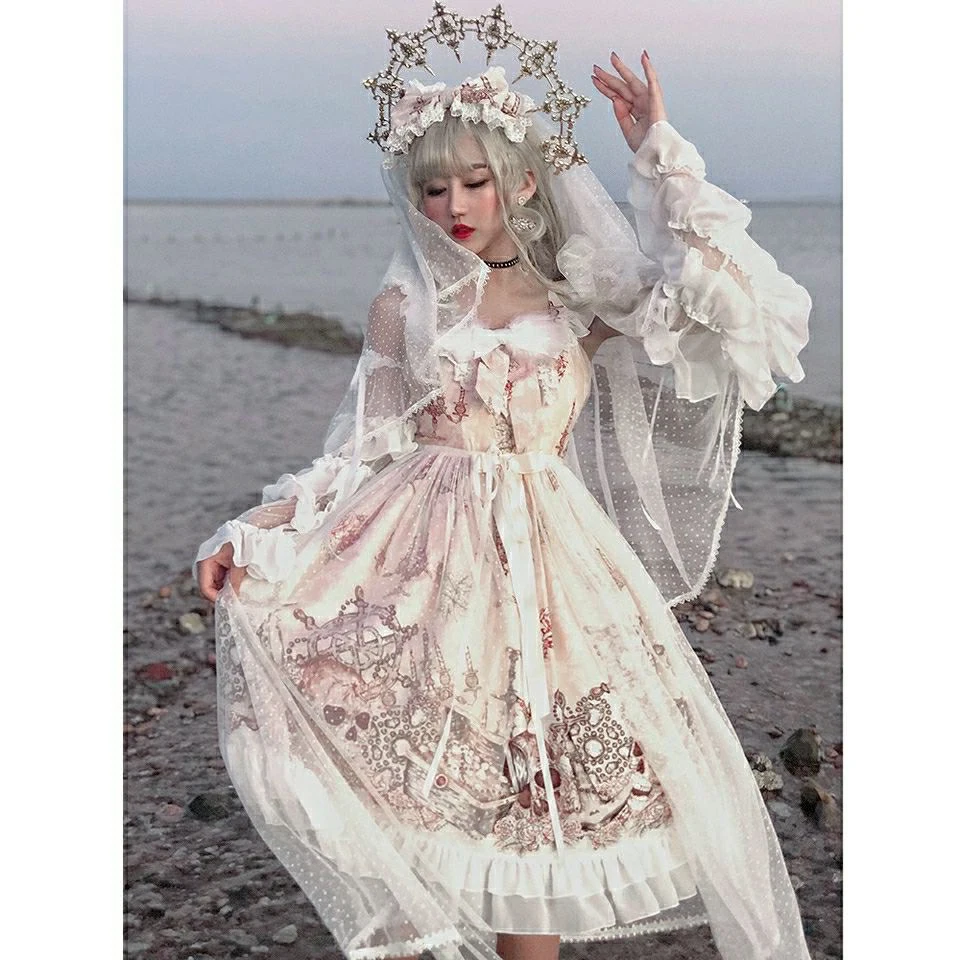 Японское готическое платье Jsk Lolita, женское винтажное викторианское ...