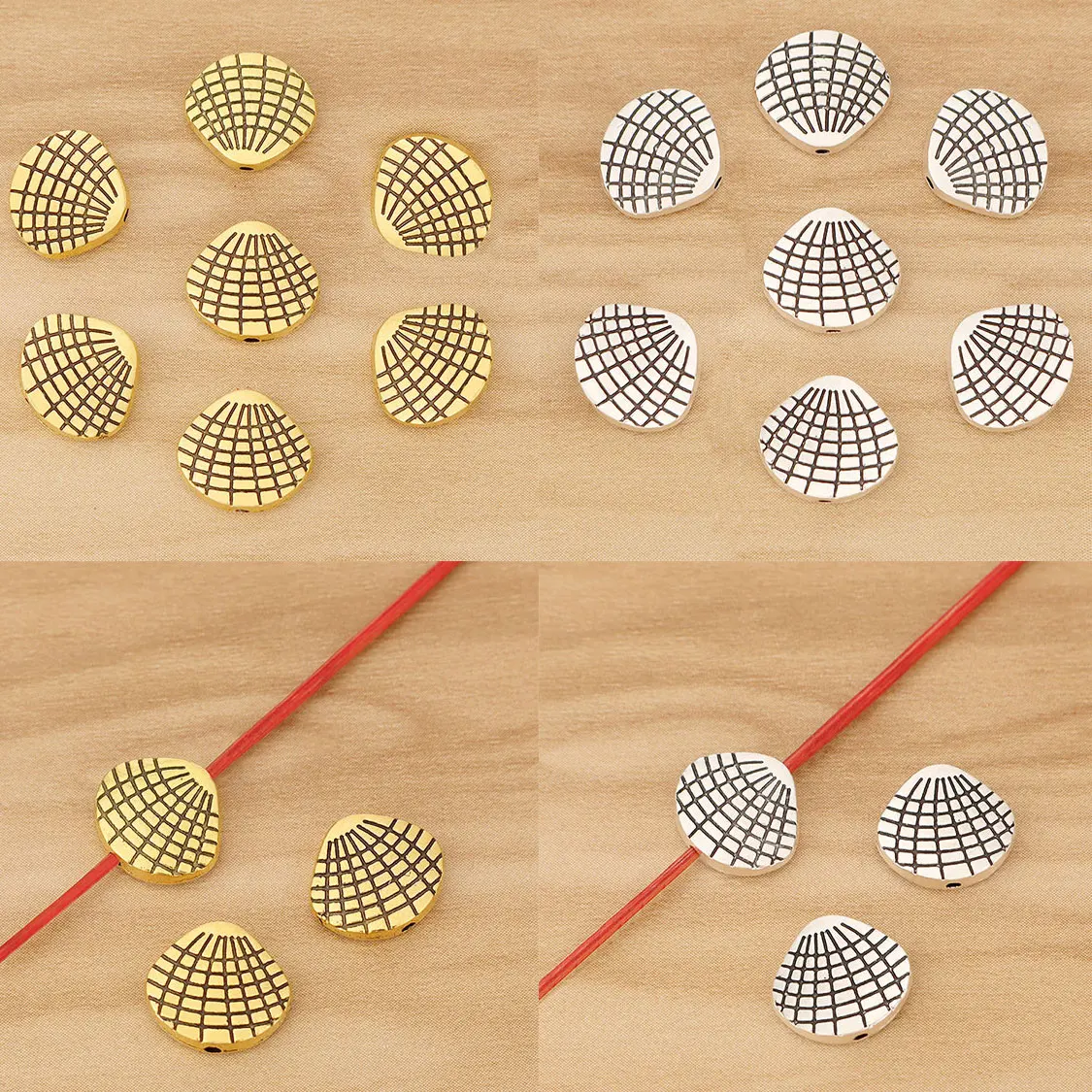 20 Pieces Tibetan Silver/Gold 2 Sided Shell Seashell Spacer Beads Charms for DIY Bracelet Jewellery Making Accessories 13x11mm
20 Pieces Tibetan Silver/Gold 2 Sided Shell Seashell Spacer Beads Charms for DIY Bracelet Jewellery Making Accessories 13x11mm