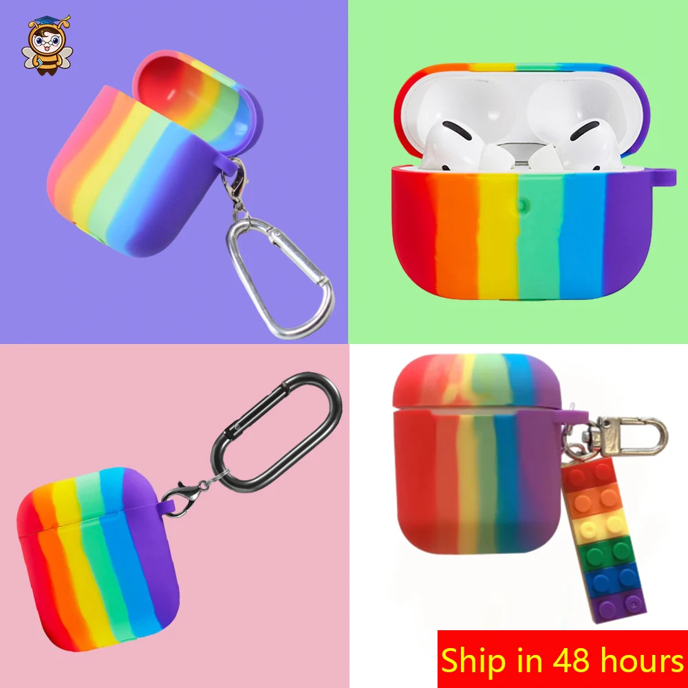 New 2020 Rainbow Silicone Earphone case for Airpods 1 2 pro Charging Box Protective Cover Anti-fall dust-guard Shell for Airpods
New 2020 Rainbow Silicone Earphone case for Airpods 1 2 pro Charging Box Protective Cover Anti-fall dust-guard Shell for Airpods
