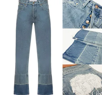 Patchwork Color Matching Head Embroidery Logo Pattern Embroidery Jeans Straight Bobbin Pants Women
Patchwork Color Matching Head Embroidery Logo Pattern Embroidery Jeans Straight Bobbin Pants Women