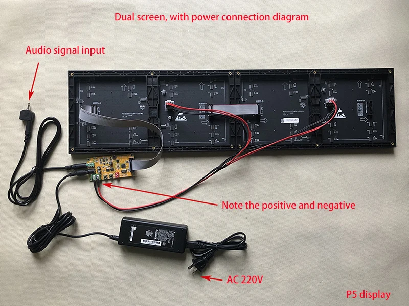 Full Color RGB Music Audio Spectrum Display Screen KTV Stage LED Rhythm Light 64 Mode Level Indicator VU Meter DIY