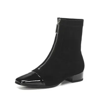 Winter autumn genuine leather Women Ankle Boots Zipper low Heels Elegant Female Dancing Shoes Woman Short Boots size 41 42 43 
Winter autumn genuine leather Women Ankle Boots Zipper low Heels Elegant Female Dancing Shoes Woman Short Boots size 41 42 43