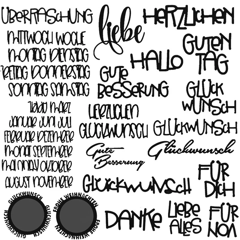 Best-selling 21 Pieces German Words Cheapest Metal Cutting Dies For DIY Scrapbooking Paper Cards Crafts Dies New 2019
Best-selling 21 Pieces German Words Cheapest Metal Cutting Dies For DIY Scrapbooking Paper Cards Crafts Dies New 2019