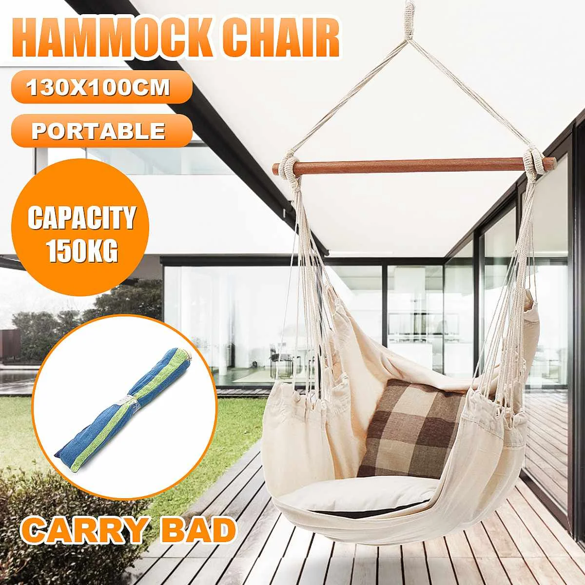 125x104cm Nordic Style Home Garden Hanging Hammock Chair Outdoor Indoor Dormitory Swing Hanging Chair with Wooden Rod 150kg Load
125x104cm Nordic Style Home Garden Hanging Hammock Chair Outdoor Indoor Dormitory Swing Hanging Chair with Wooden Rod 150kg Load