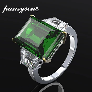 

PANSYSEN 100% solid 925 sterling silver emerald ruby created moissanite rings for Women anniversary birthday gift wholesale ring