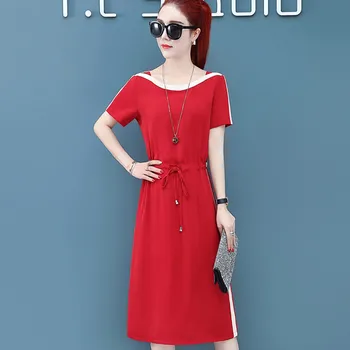 Women's Color Match Casual Dress Loose O-Neck Short Sleeve Frenulum Lady Autumn Dress N01
Women's Color Match Casual Dress Loose O-Neck Short Sleeve Frenulum Lady Autumn Dress N01
