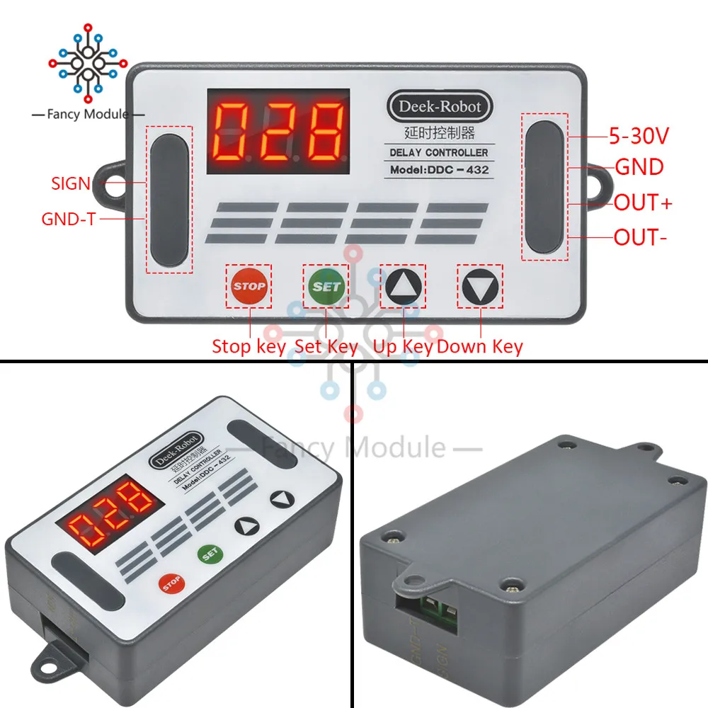 DC 5 -30V Trigger Cycle Timer Delay Relay 3 Bit LED Digit Tube 4 Switch Button Dual MOS Delay Microcontroller with Case for Car
DC 5 -30V Trigger Cycle Timer Delay Relay 3 Bit LED Digit Tube 4 Switch Button Dual MOS Delay Microcontroller with Case for Car