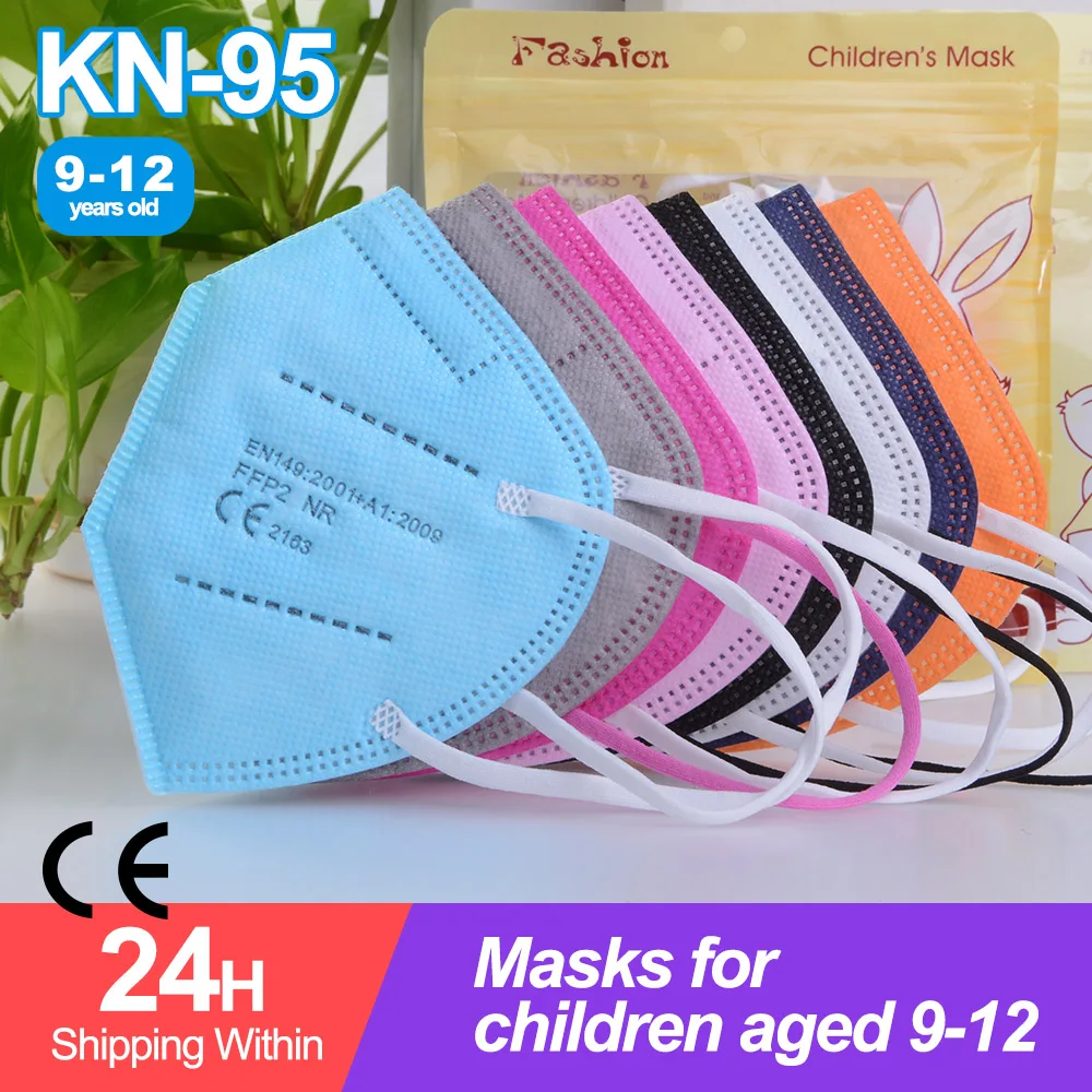 Цветные маски ffp2kn95 5 слоев детская маска KN95 для 9-12 лет лица защитная FFP2 роза