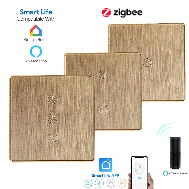 Zigbee smart touch light switches APP remote control compatible with Google Home voice control EU standard interrupter switch
Zigbee smart touch light switches APP remote control compatible with Google Home voice control EU standard interrupter switch
