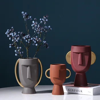 Nordic head face ceramic vase Creative and simple modern home crafts soft decoration ornaments
Nordic head face ceramic vase Creative and simple modern home crafts soft decoration ornaments