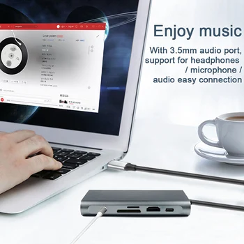 USB C Hub Laptop Docking Station Type C Adapter with 3.5mm Audio Port for Windows Computer HSJ-19
USB C Hub Laptop Docking Station Type C Adapter with 3.5mm Audio Port for Windows Computer HSJ-19