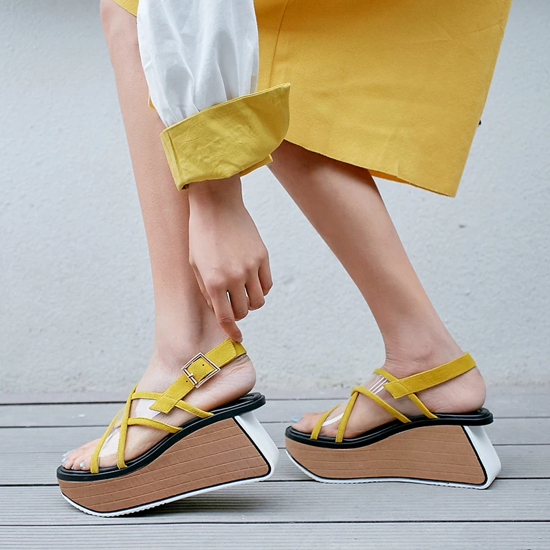 Platform Wedge High Heels Sandals Female Real Genuine Leather Ankle Fashion Women Party Office Shoes Pvc Clear Platform Shoes
Platform Wedge High Heels Sandals Female Real Genuine Leather Ankle Fashion Women Party Office Shoes Pvc Clear Platform Shoes