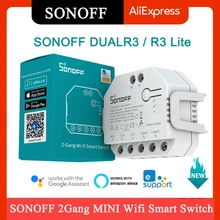 SONOFF DUALR3/R3 Lite MINI Wifi Smart Switch Smart Home 2Gang Dual Relay Module Power Metering Function Via EWeLink Alexa Google SONOFF DUALR3/R3 Lite MINI Wifi Smart Switch Smart Home 2Gang Dual Relay Module Power Metering Function Via EWeLink Alexa Google