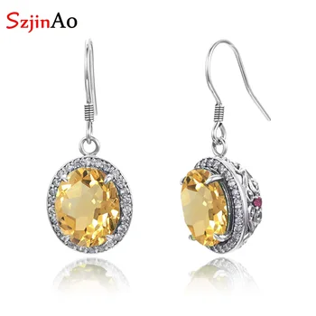 SzjinAo Handmade Big Yellow Crystal Earrings Solid 925 Sterling Silver Luxury Fine Jewelry November Birthstone Earring Wholesale
SzjinAo Handmade Big Yellow Crystal Earrings Solid 925 Sterling Silver Luxury Fine Jewelry November Birthstone Earring Wholesale