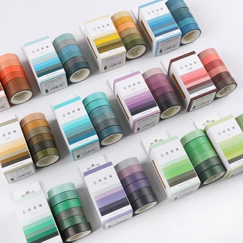 6pcs Gradient Color Paper Washi Tape Set 10mm Lace Fading Colors Adhesive Masking Tapes Home DIY Diary Stickers Decoration A6730
6pcs Gradient Color Paper Washi Tape Set 10mm Lace Fading Colors Adhesive Masking Tapes Home DIY Diary Stickers Decoration A6730