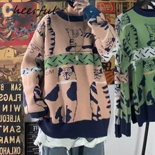 2021 Harajuku Knitted Sweater Men Clothing Winter Pullover Men Sweater Fashion Harajuku Clothes Hip Hop Warm Cartoon Cat Tops 
2021 Harajuku Knitted Sweater Men Clothing Winter Pullover Men Sweater Fashion Harajuku Clothes Hip Hop Warm Cartoon Cat Tops