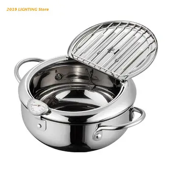 Durable Stainless Steel Fryer Pot with Thermometer Japanese-style Frying Pan 
Durable Stainless Steel Fryer Pot with Thermometer Japanese-style Frying Pan