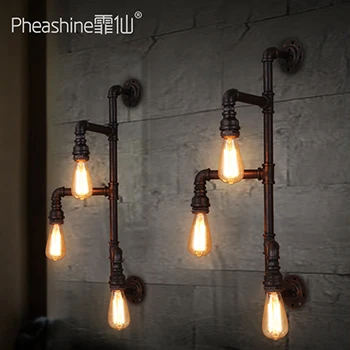 

American retro corridor staircase lighting loft industrial restaurant bar living room study water pipe creative wall lamp lamps