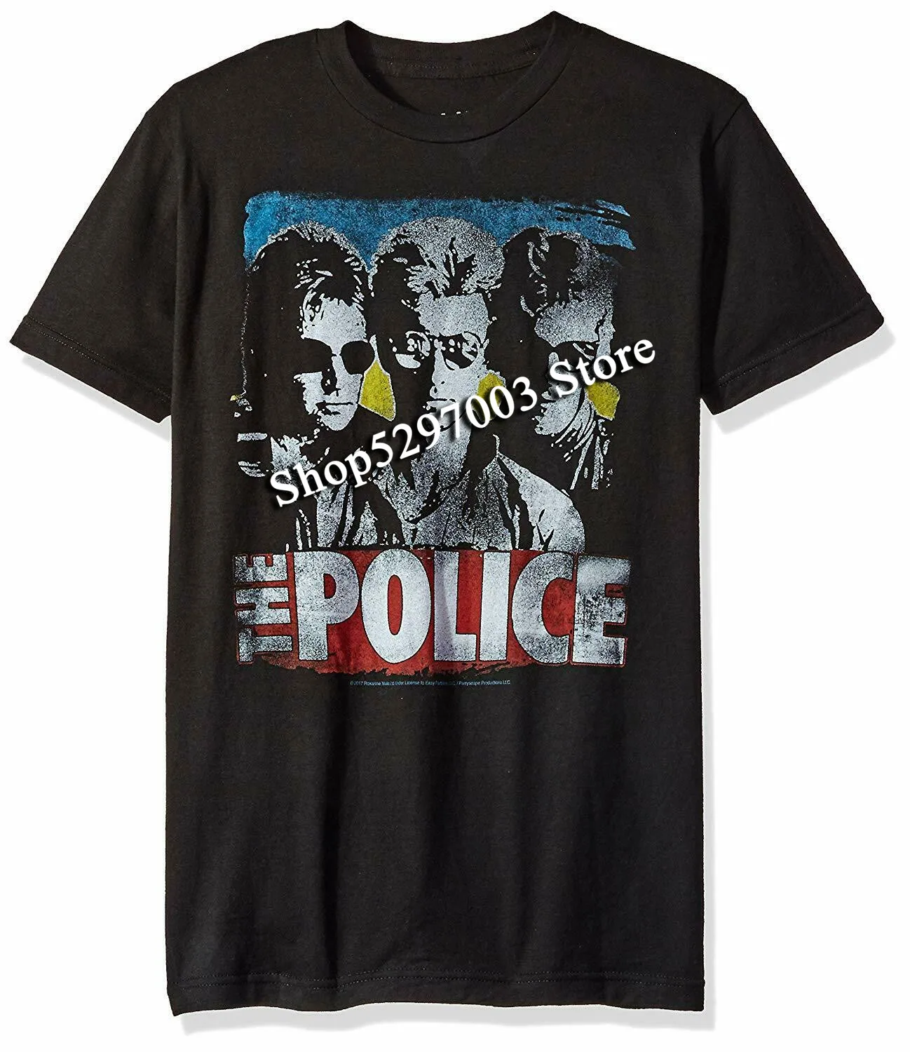 Черная футболка с короткими рукавами надписью "The Police Greatest hitts" Футболка в