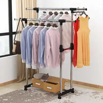 Adjustable Clothes Rack Single/Double Rods with Wheel Coat Shelf Hanging Drying Rack Floor Hanger Movable Cloth Storage
Adjustable Clothes Rack Single/Double Rods with Wheel Coat Shelf Hanging Drying Rack Floor Hanger Movable Cloth Storage