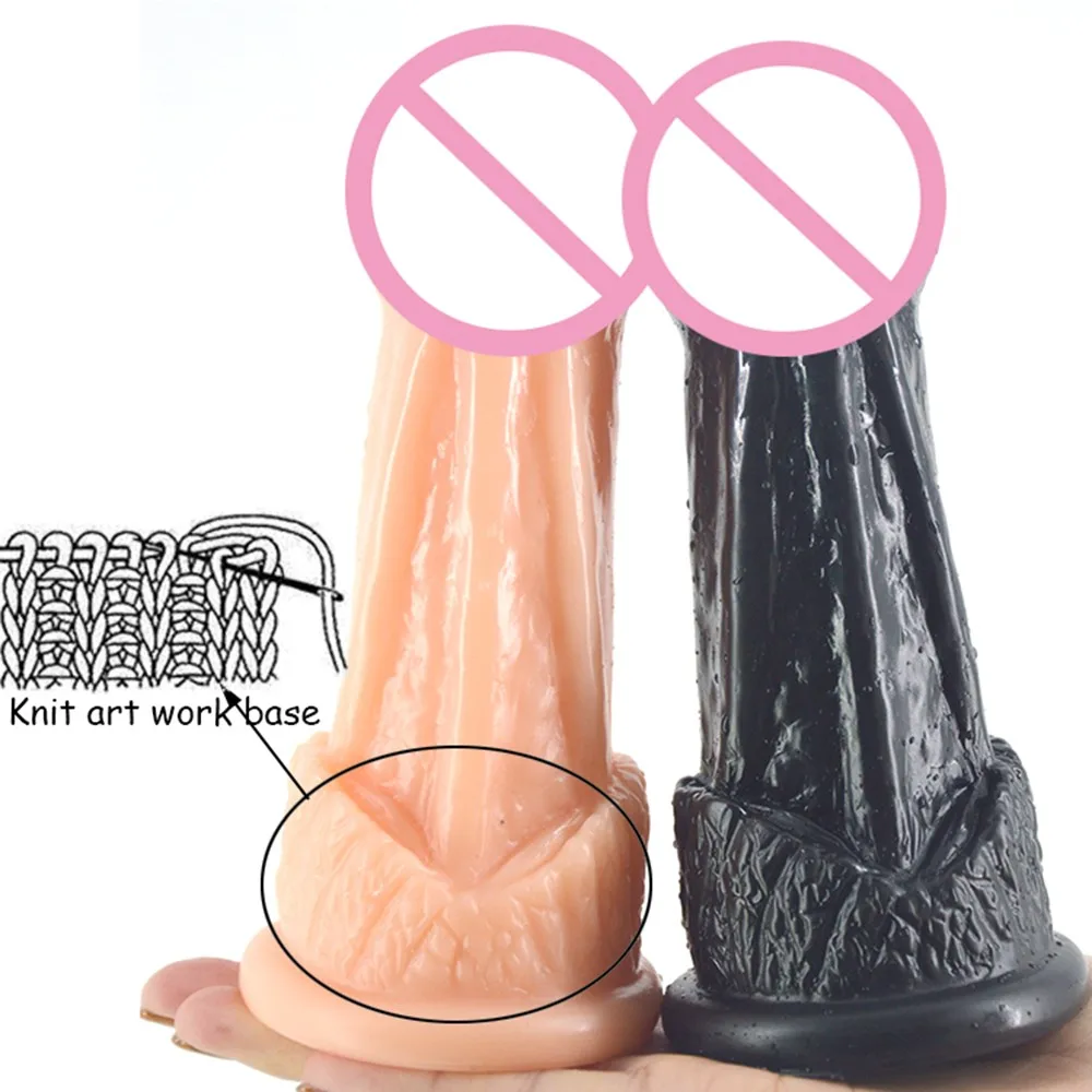 2017 Trending Products Monster Animal Penis Crocodile Dildo Black and Meat Pink 2 Color Choice Chinese Embroidery Handcraft Base Dildo