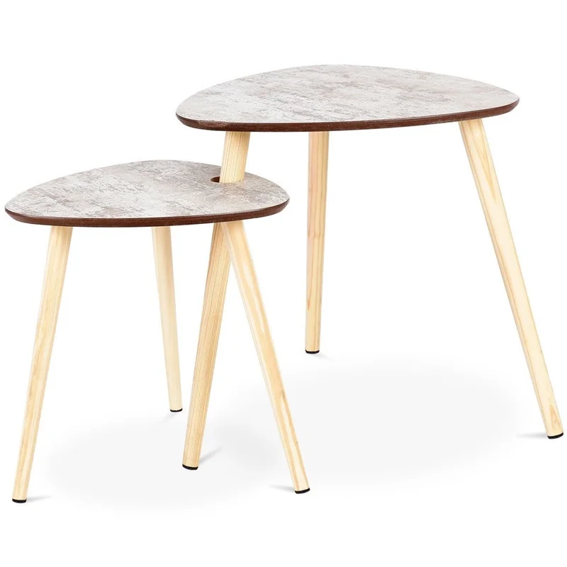 2 pcs Living Room Nesting End Coffee Tables with Wooden Leg Soft Foamed Pads Desk Set Durable Triangle Shape Tabletop HW59264
2 pcs Living Room Nesting End Coffee Tables with Wooden Leg Soft Foamed Pads Desk Set Durable Triangle Shape Tabletop HW59264