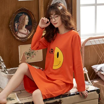 XIZOU Women's Ladies O-Neck Long Sleeve Casual Mini Smile Print Comfort Nightgown Autumn Cotton Pajamas Night Sleepwear
XIZOU Women's Ladies O-Neck Long Sleeve Casual Mini Smile Print Comfort Nightgown Autumn Cotton Pajamas Night Sleepwear