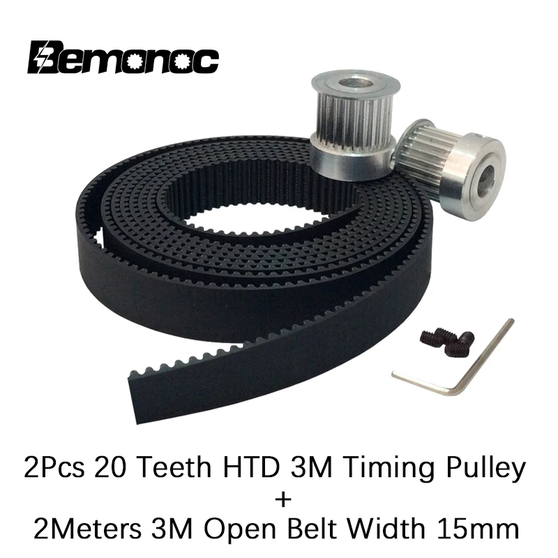 BEMONOC 2Pcs 20 Teeth HTD 3M Timing Pulley & 2Meters 3M Open Ended Polyurethane Rubber Timing Belt Width 15mm for CNC Machines
BEMONOC 2Pcs 20 Teeth HTD 3M Timing Pulley & 2Meters 3M Open Ended Polyurethane Rubber Timing Belt Width 15mm for CNC Machines