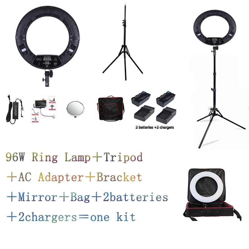 Yidoblo Black FD-480II LED Ring lamp Light Make up Lighting sefie ring set + standing (2M)+ bag batteries | Электроника