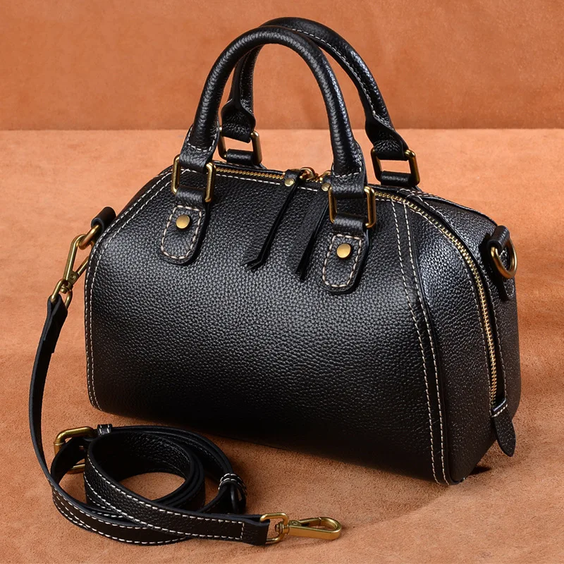 Genuine Cowhide Leather Boston Bag Vintage Fashion Women Handbag Crossbody Bags Thread Shoulder Designer Zipper Tote Bag New
Genuine Cowhide Leather Boston Bag Vintage Fashion Women Handbag Crossbody Bags Thread Shoulder Designer Zipper Tote Bag New
