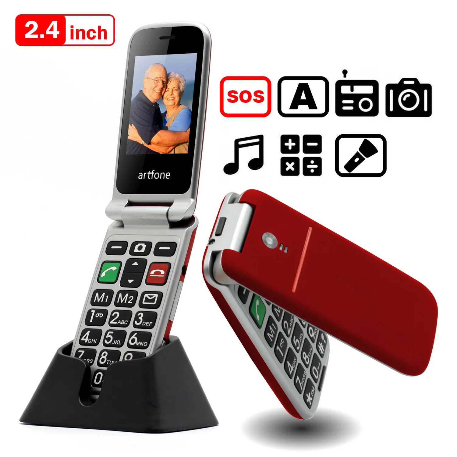 Artfone CF241A Flip Big Button Mobile Phone Senior Phone with Charging Cradle and 2.4" Large Screen for Elderly(2G)
Artfone CF241A Flip Big Button Mobile Phone Senior Phone with Charging Cradle and 2.4" Large Screen for Elderly(2G)