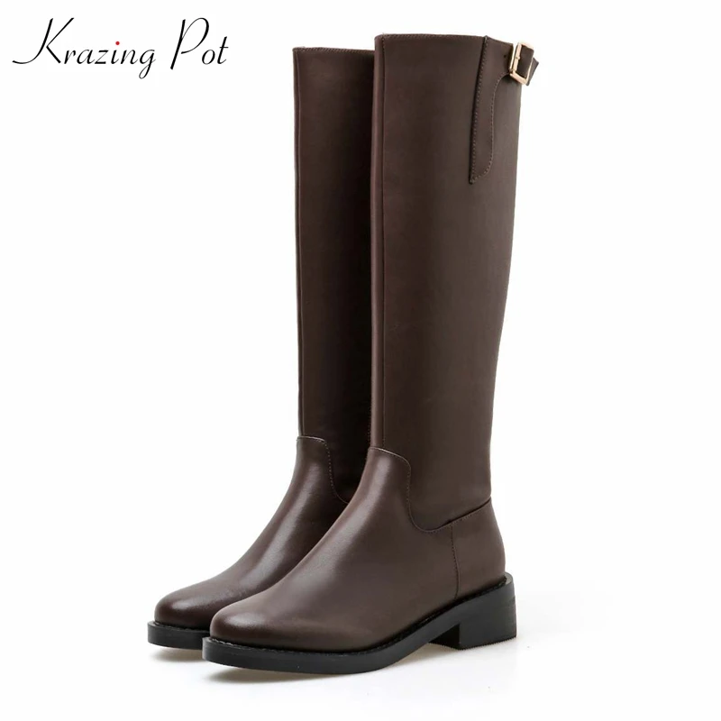 krazing pot Winter round toe cow leather buckle fasteners superstar long boots keep warm med heel riding thigh high boots l72
krazing pot Winter round toe cow leather buckle fasteners superstar long boots keep warm med heel riding thigh high boots l72