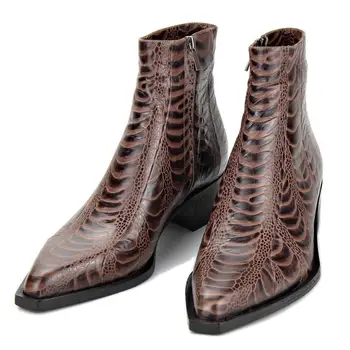 High End brown Serpentine personalize catwalk designer leather brand wedge Men Boots genuine leather customized Boots
High End brown Serpentine personalize catwalk designer leather brand wedge Men Boots genuine leather customized Boots
