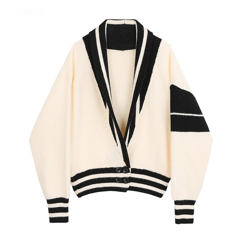 Patchwork Coat For Women V Neck Lantern Long Sleeve Striped Hit Color Knitting Cardigan Female 2020 Autumn New Style
Patchwork Coat For Women V Neck Lantern Long Sleeve Striped Hit Color Knitting Cardigan Female 2020 Autumn New Style
