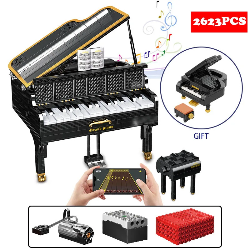 MOC APP PIANO Electric Control Bluetooth Suitable Speaker Bricks Technic Creator Building Blocks Technical Toys For Children
MOC APP PIANO Electric Control Bluetooth Suitable Speaker Bricks Technic Creator Building Blocks Technical Toys For Children