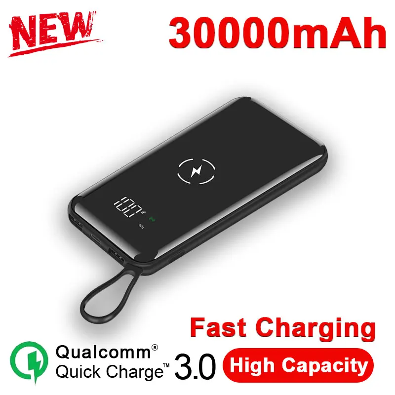Wireless Ultra-large Capacity 30000mAh Mobile Power Bank Slim Fast Charging Dual USB Output Mobile Power Bank
Wireless Ultra-large Capacity 30000mAh Mobile Power Bank Slim Fast Charging Dual USB Output Mobile Power Bank
