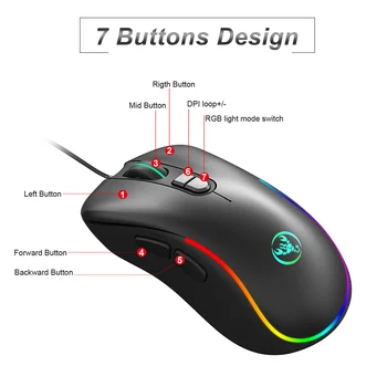 Wired Gaming Mouse 7 Programmable Buttons 6400DPI LED Optical USB Computer Mouse Gamer Mice RGB Light Wired Mice
Wired Gaming Mouse 7 Programmable Buttons 6400DPI LED Optical USB Computer Mouse Gamer Mice RGB Light Wired Mice