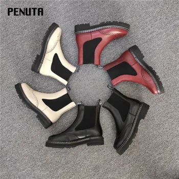 2020 PENUTA Ankle Boots For Women Red Brand Winter Boots Female Genuine Leather Boots Women Flat Platform Brogue Shoes PD9113
2020 PENUTA Ankle Boots For Women Red Brand Winter Boots Female Genuine Leather Boots Women Flat Platform Brogue Shoes PD9113