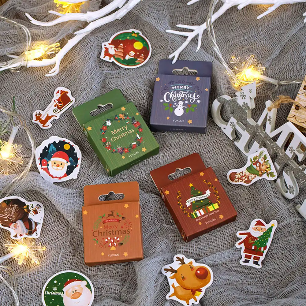 pcs/box kawaii stationery stickers planner diary merry christmas